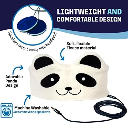 CozyPhones Kids Over The Ear Headphones - Volume Limited, Soft Fleece Headband, Panda thumbnail 3