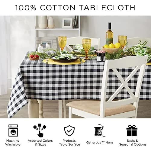 DII French Stripe Farmhouse Style Round Tablecloth 70 Inches | Elegant Cotton Cover for Dining thumbnail 6