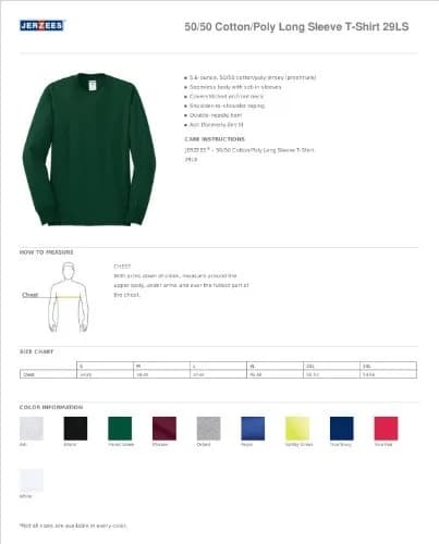 Jerzees Heavyweight Blend 50/50 Long Sleeve T-Shirt (Royal, X-Large) | Durable Cotton-Polyester Blend for Men thumbnail 6