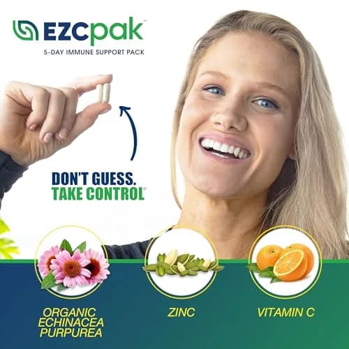 EZC Pak 5-Day Tapered Immune Support Booster, Pack of 6 | Physician Formulated, Organic Echinacea & Zinc thumbnail 5