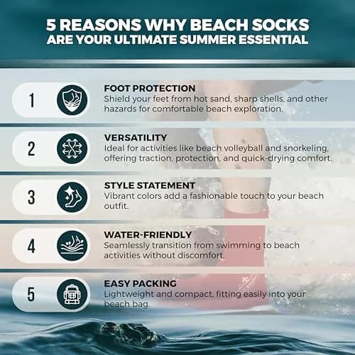 Nordic Essentials Beach Socks - Water Sports & Beach Protection - Kids, Women, Men, 1 Yr Warranty (4, Pink + Red, X-Small) thumbnail 4