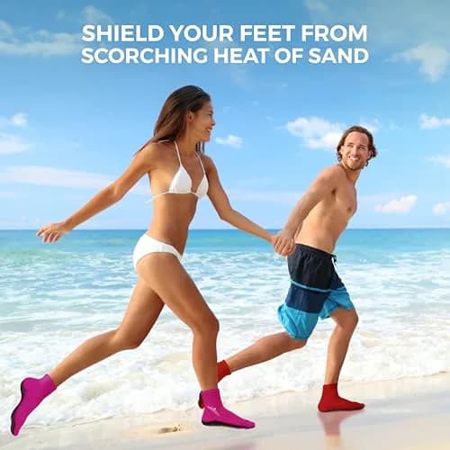 Nordic Essentials Beach Socks - Water Sports & Beach Protection - Kids, Women, Men, 1 Yr Warranty (4, Pink + Red, X-Small) thumbnail 5