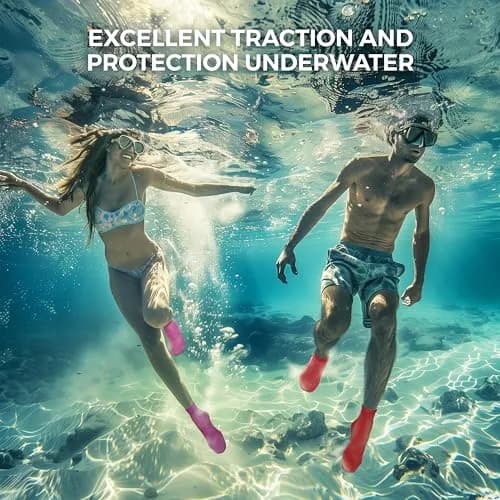 Nordic Essentials Beach Socks - Water Sports & Beach Protection - Kids, Women, Men, 1 Yr Warranty (4, Pink + Red, X-Small) thumbnail 6