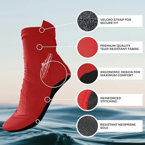 Nordic Essentials Beach Socks - Water Sports & Beach Protection - Kids, Women, Men, 1 Yr Warranty (4, Pink + Red, X-Small) thumbnail 8