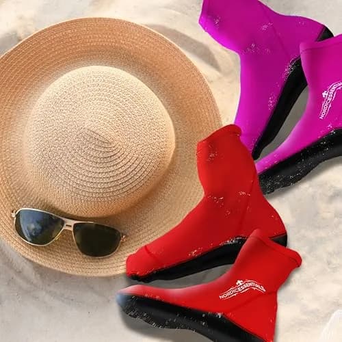 Nordic Essentials Beach Socks - Water Sports & Beach Protection - Kids, Women, Men, 1 Yr Warranty (4, Pink + Red, X-Small) thumbnail 2