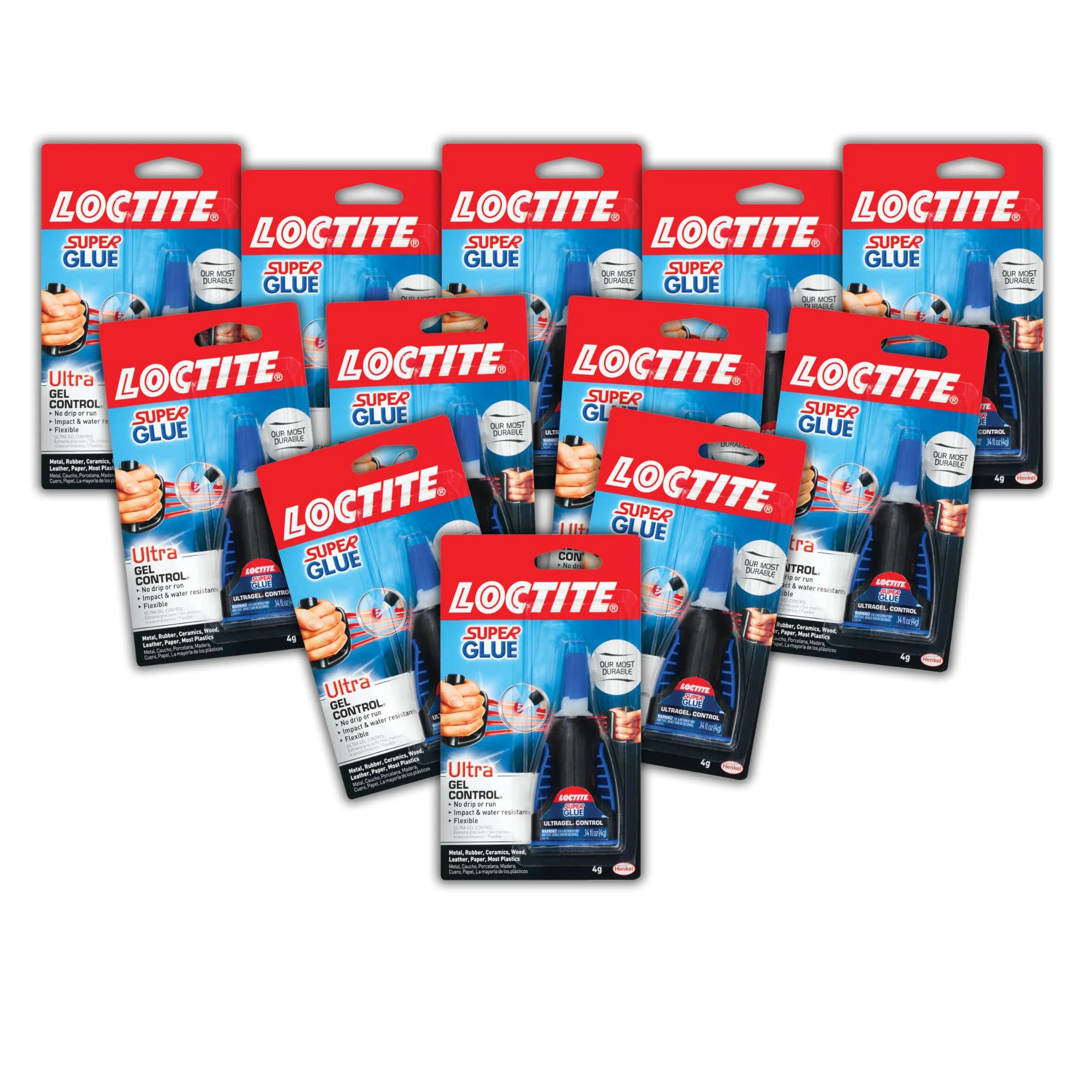 Loctite Ultra Gel Control Super Glue 0.14 fl oz (4.14ml) Bottle, 12 Pack | Rubber Toughened, Impact Resistant Adhesive
