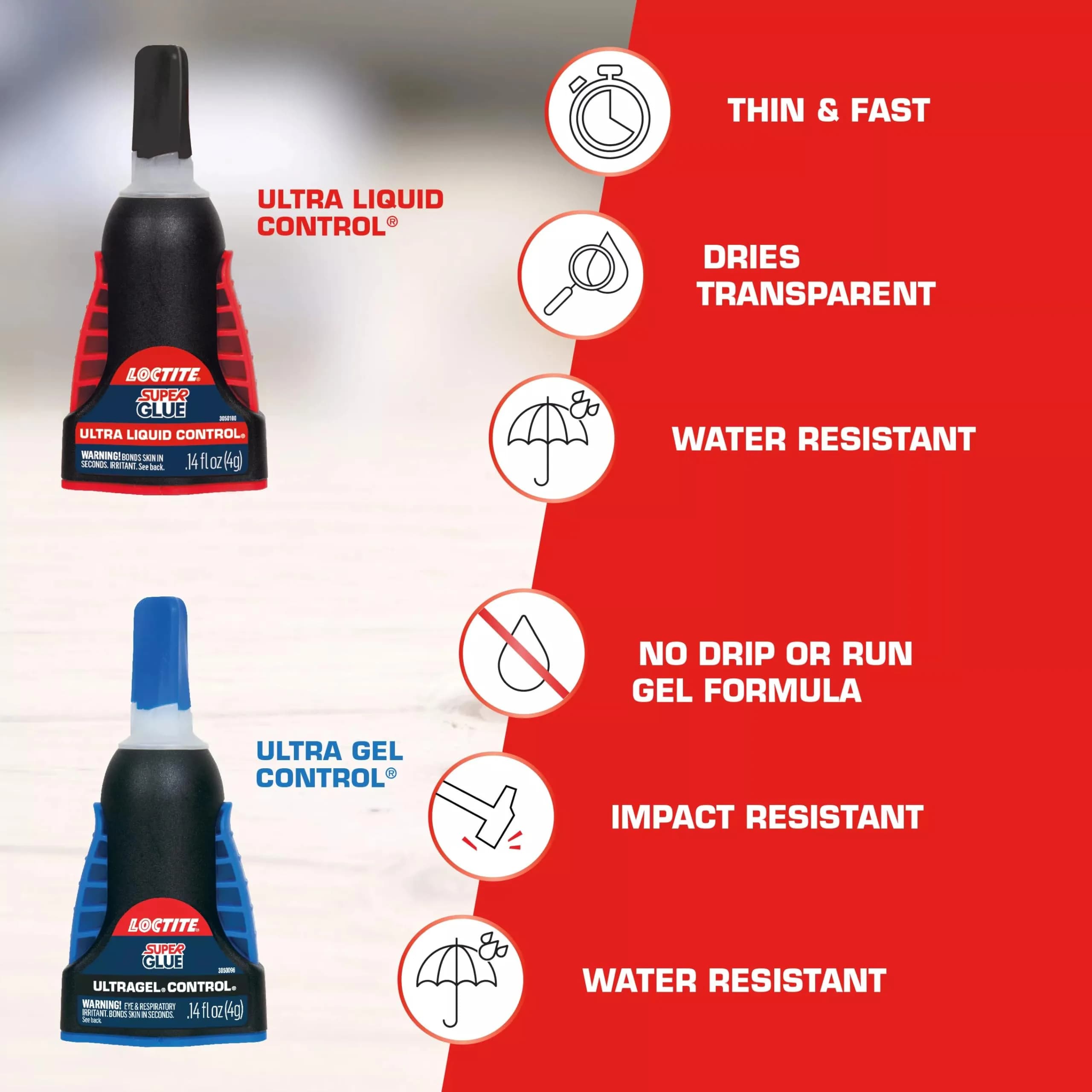 Loctite Ultra Gel Control Super Glue 0.14 fl oz (4.14ml) Bottle, 12 Pack | Rubber Toughened, Impact Resistant Adhesive - view 3