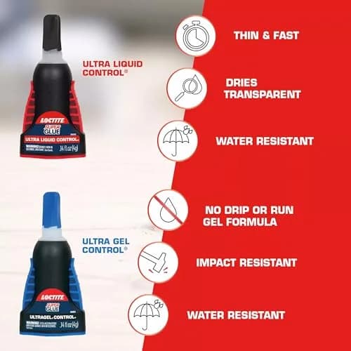 Loctite Ultra Gel Control Super Glue 0.14 fl oz (4.14ml) Bottle, 12 Pack | Rubber Toughened, Impact Resistant Adhesive thumbnail 3