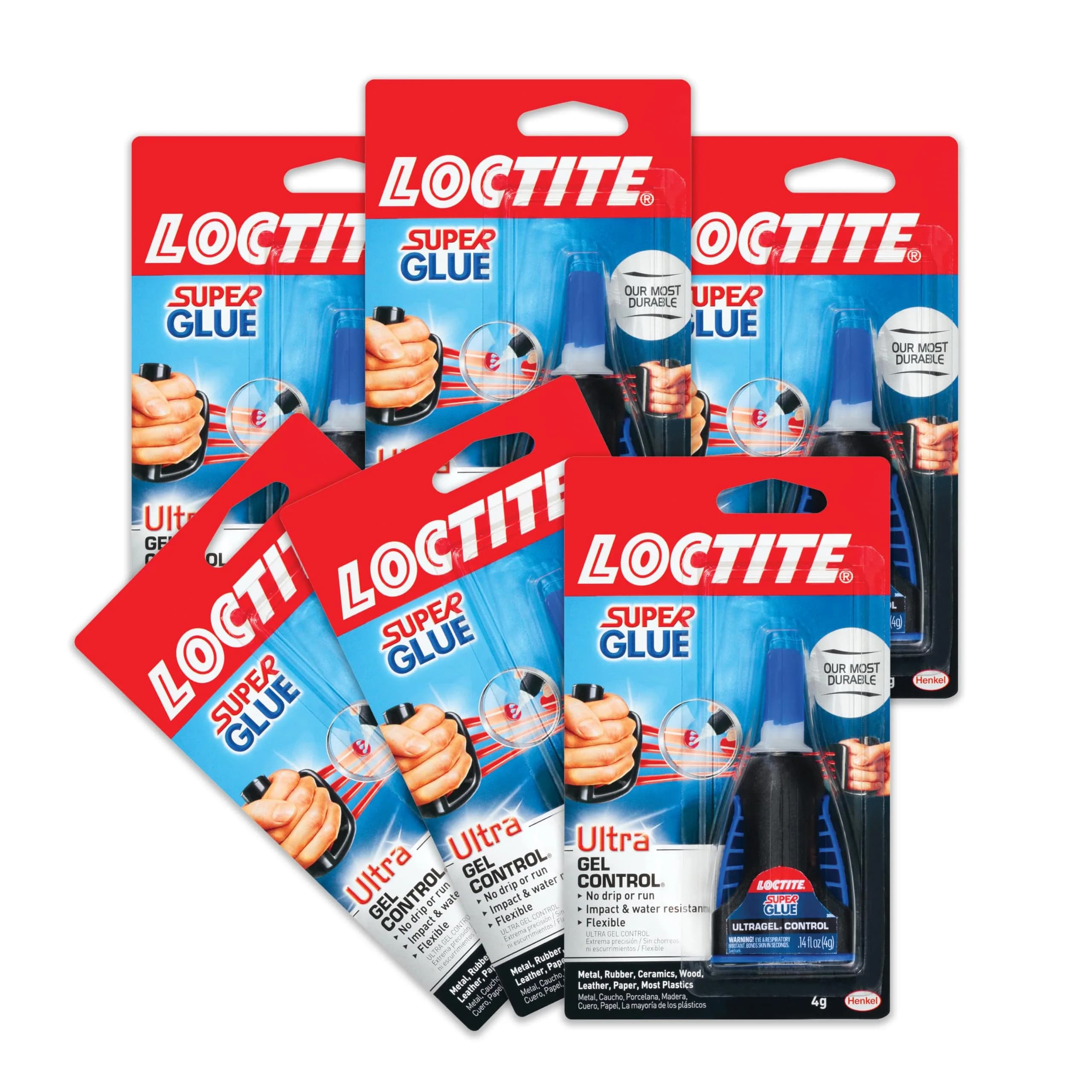 Loctite Super Glue Ultra Gel Control 6 Pack | Clear Gel Adhesive for Plastic, Wood, Metal, Crafts & Repair (0.14 fl oz per bottle) - main product image