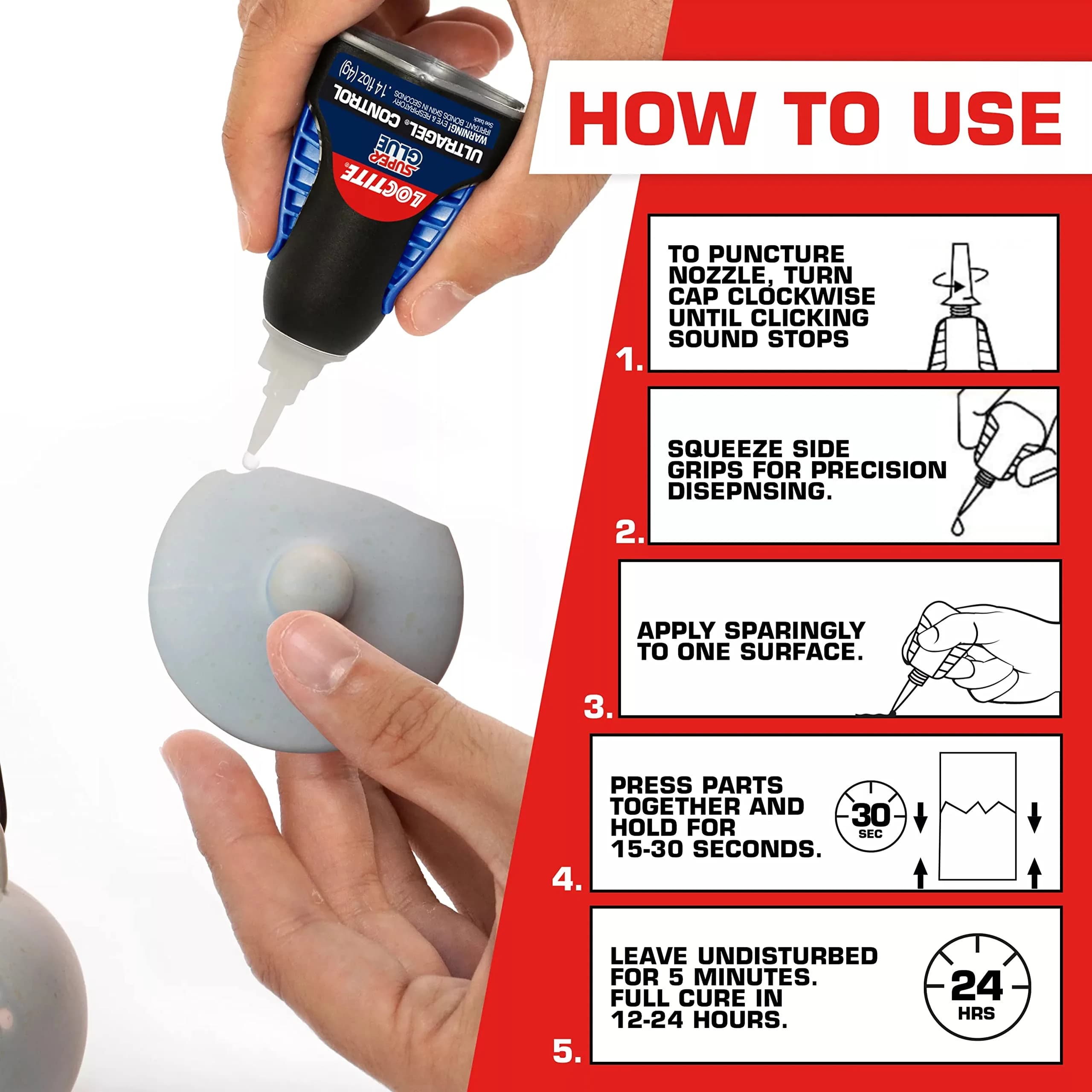 Loctite Super Glue Ultra Gel Control 6 Pack | Clear Gel Adhesive for Plastic, Wood, Metal, Crafts & Repair (0.14 fl oz per bottle) - view 2