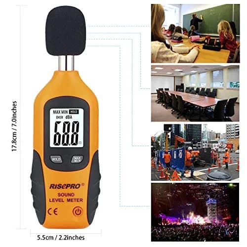 RISEPRO Digital Sound Level Meter 30-130 dB | 107g (3.77 oz) with Carrying Pouch thumbnail 6