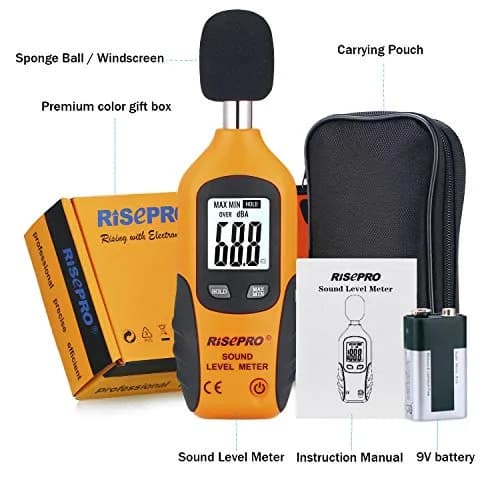 RISEPRO Digital Sound Level Meter 30-130 dB | 107g (3.77 oz) with Carrying Pouch thumbnail 7
