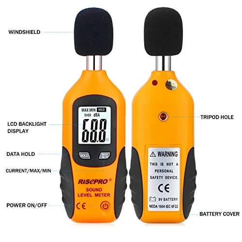RISEPRO Digital Sound Level Meter 30-130 dB | 107g (3.77 oz) with Carrying Pouch thumbnail 2