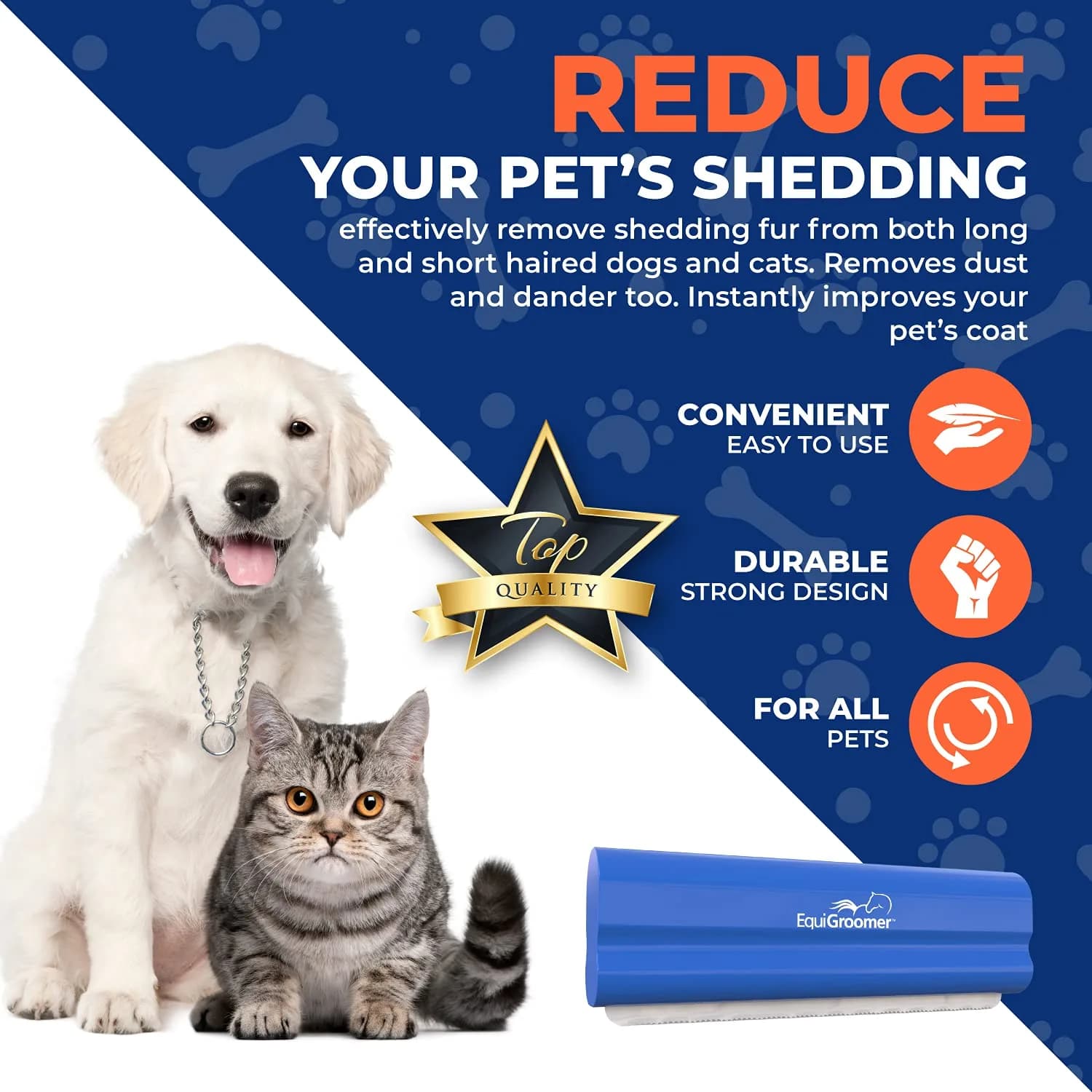 EquiGroomer 5-Inch Undercoat Deshedding Brush for Dogs & Cats, Blue | Gentle Stainless Steel Blade - view 5