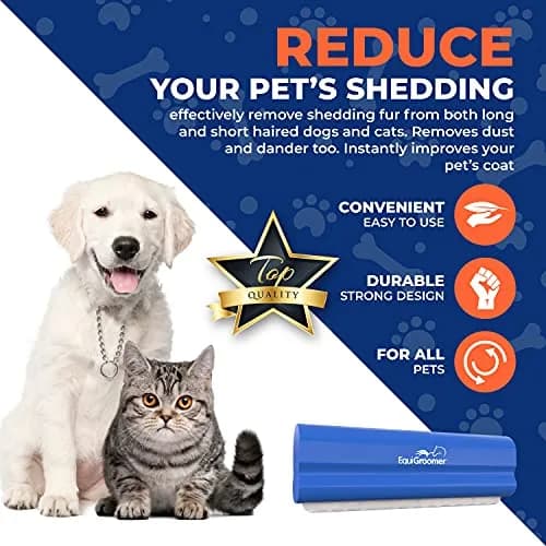 EquiGroomer 5-Inch Undercoat Deshedding Brush for Dogs & Cats, Blue | Gentle Stainless Steel Blade thumbnail 5