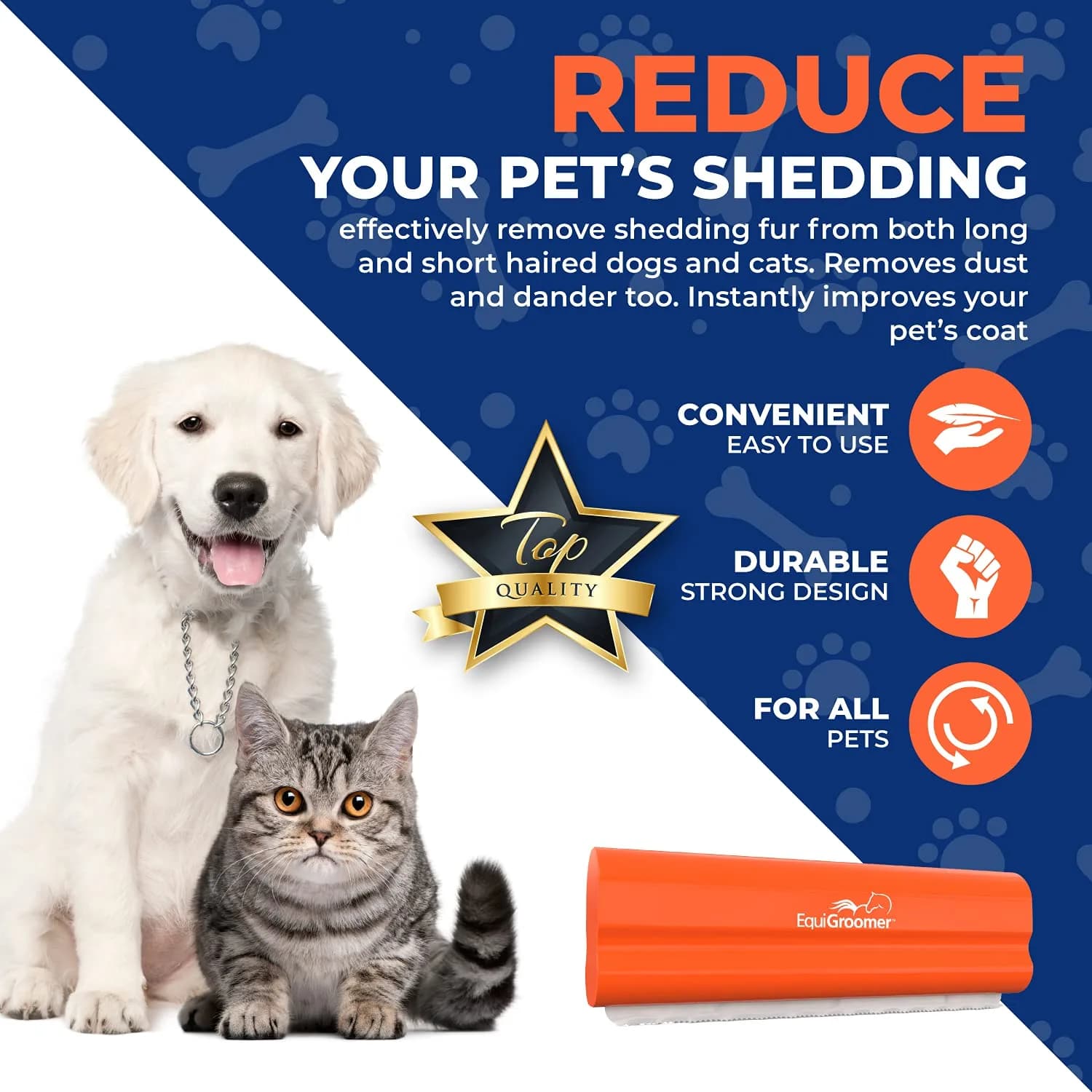 EquiGroomer 5-Inch Undercoat Deshedding Brush for Dogs & Cats, Orange | Reduces Shedding Up to 95% - view 5