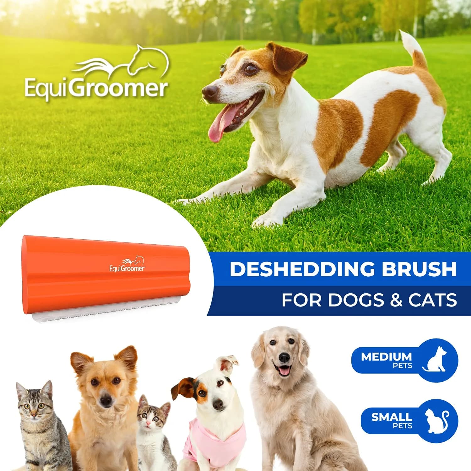EquiGroomer 5-Inch Orange Undercoat Deshedding Brush for Dogs & Cats | Removes Loose Fur - view 2