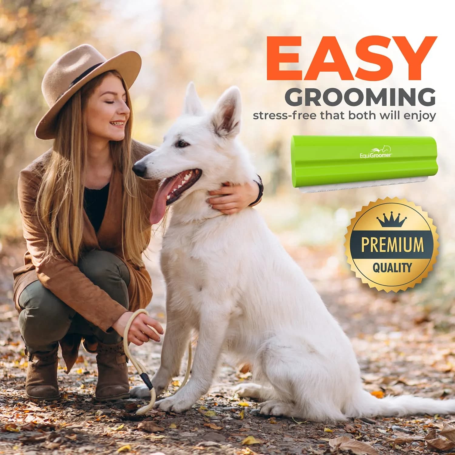 EquiGroomer 5-Inch Undercoat Deshedding Brush for Dogs & Cats, Lime | Removes Loose Fur & Undercoat - view 8