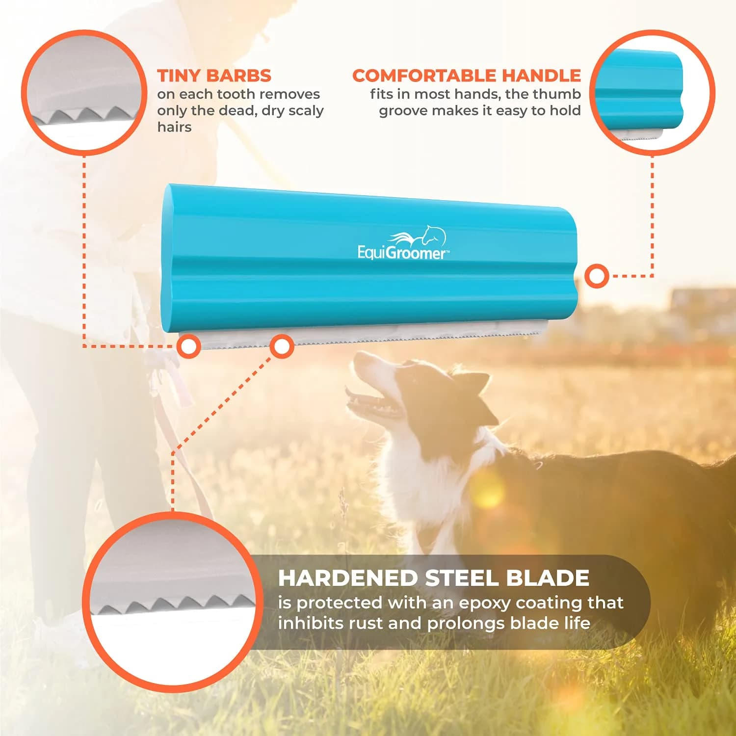EquiGroomer 5-Inch Undercoat Deshedding Brush for Dogs & Cats, Turquoise | Reduces Shedding Up to 95% for All Coat Types - view 4