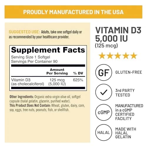 NatureWise Vitamin D3 5000IU Supplement 90 Mini Softgels | Immune, Bone & Muscle Support thumbnail 6