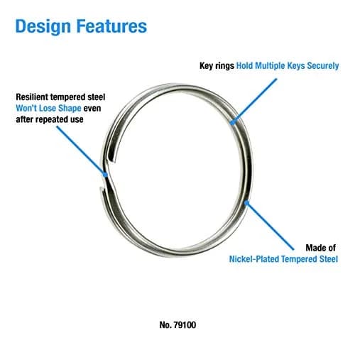 Lucky Line 3" Nickel Plated Split Ring | Durable Steel Jewelry Finding for Keys & Crafts thumbnail 5