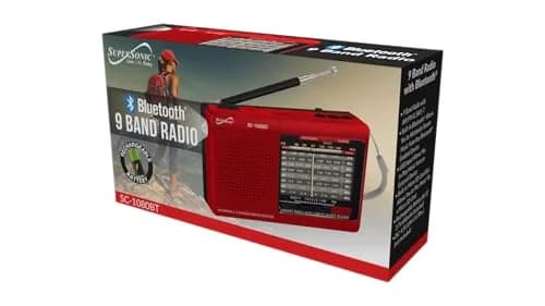 Supersonic SC-1080BT Retro Bluetooth Radio | AM/FM/SW 9-Band Portable Stereo with USB, SD Card, Torch & Rechargeable Battery thumbnail 2