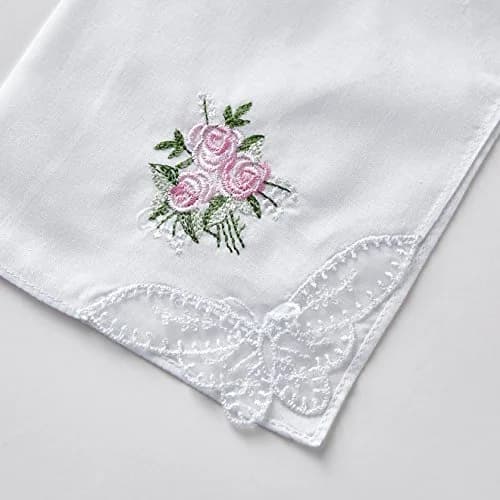 RDS HANKYTEX Cotton Embroidery Ladies' Handkerchiefs Lace Set of 6 | Soft 60s Cotton, Floral Embroidery, Perfect for Bridal & Gifts thumbnail 4