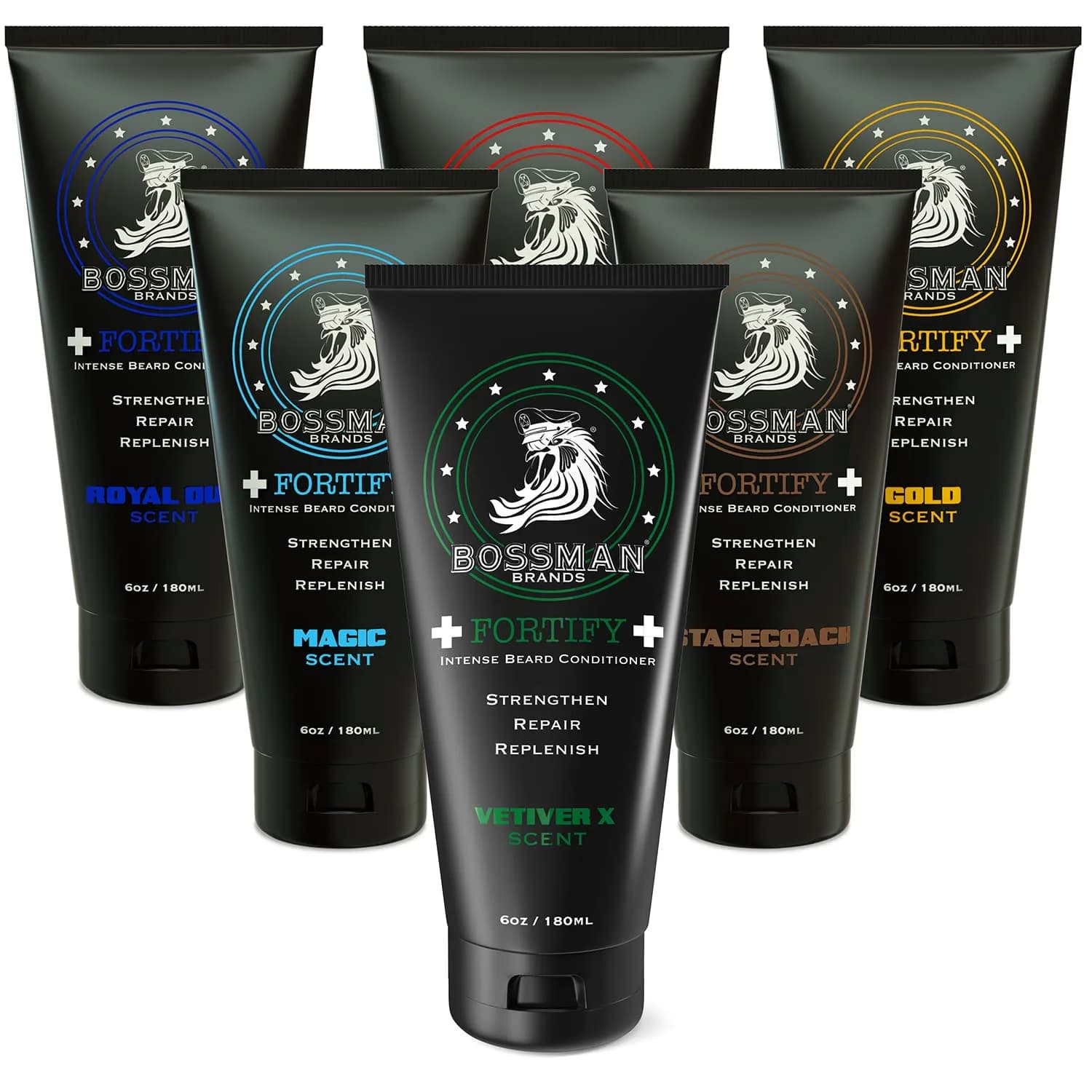 Bossman Beard Conditioner Variety Pack 36 Fl Oz (6x6 Fl Oz) | Intense Hydration for Coarse, Dry Beards