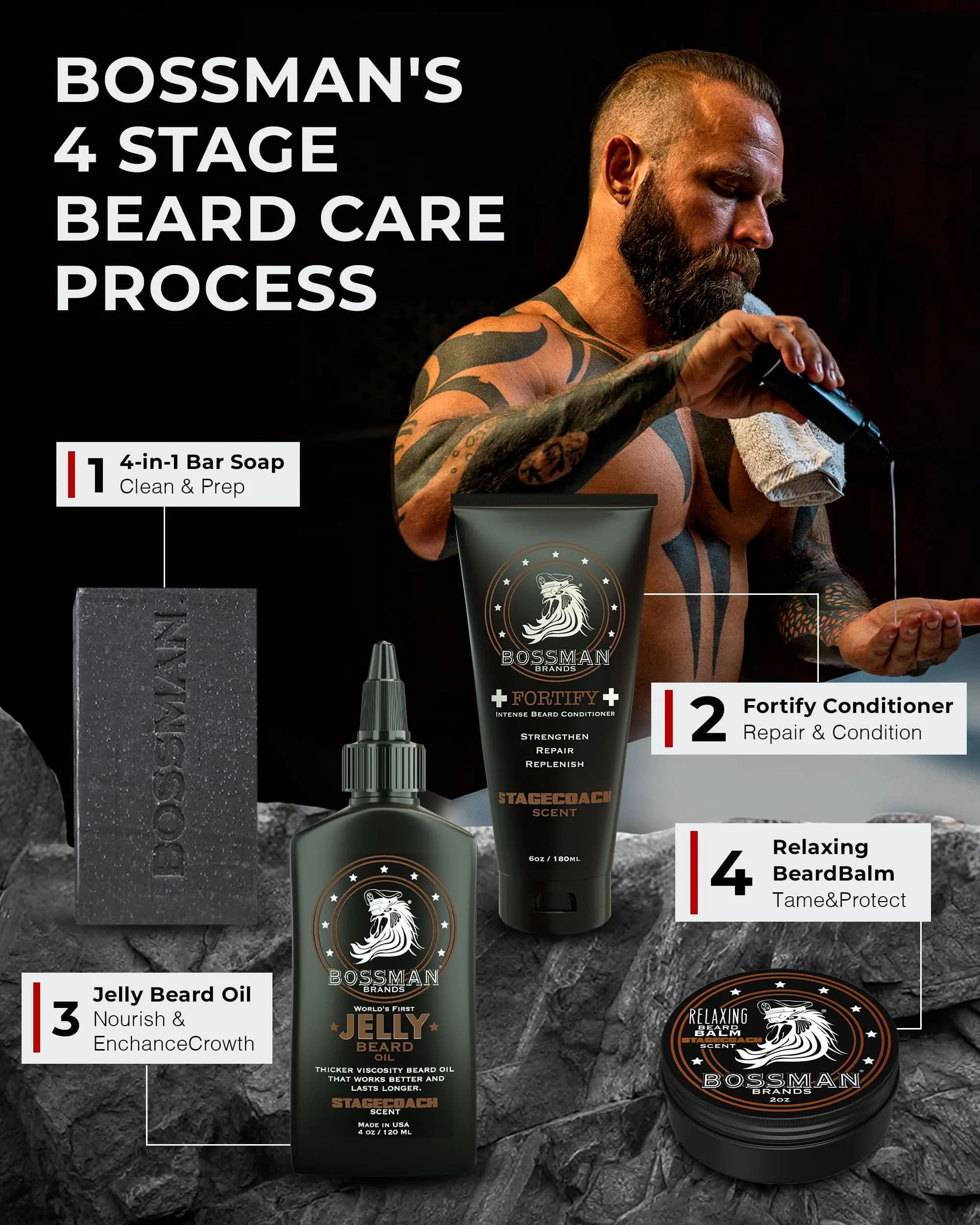 Bossman Beard Conditioner Variety Pack 36 Fl Oz (6x6 Fl Oz) | Intense Hydration for Coarse, Dry Beards - view 6