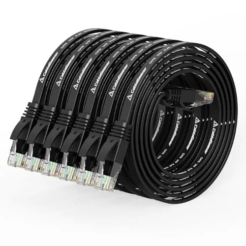 CableGeeker Cat 6 Ethernet Cable 3ft (6 Pack) | Flat Black Network Cable with Snagless RJ45 Connectors thumbnail 1