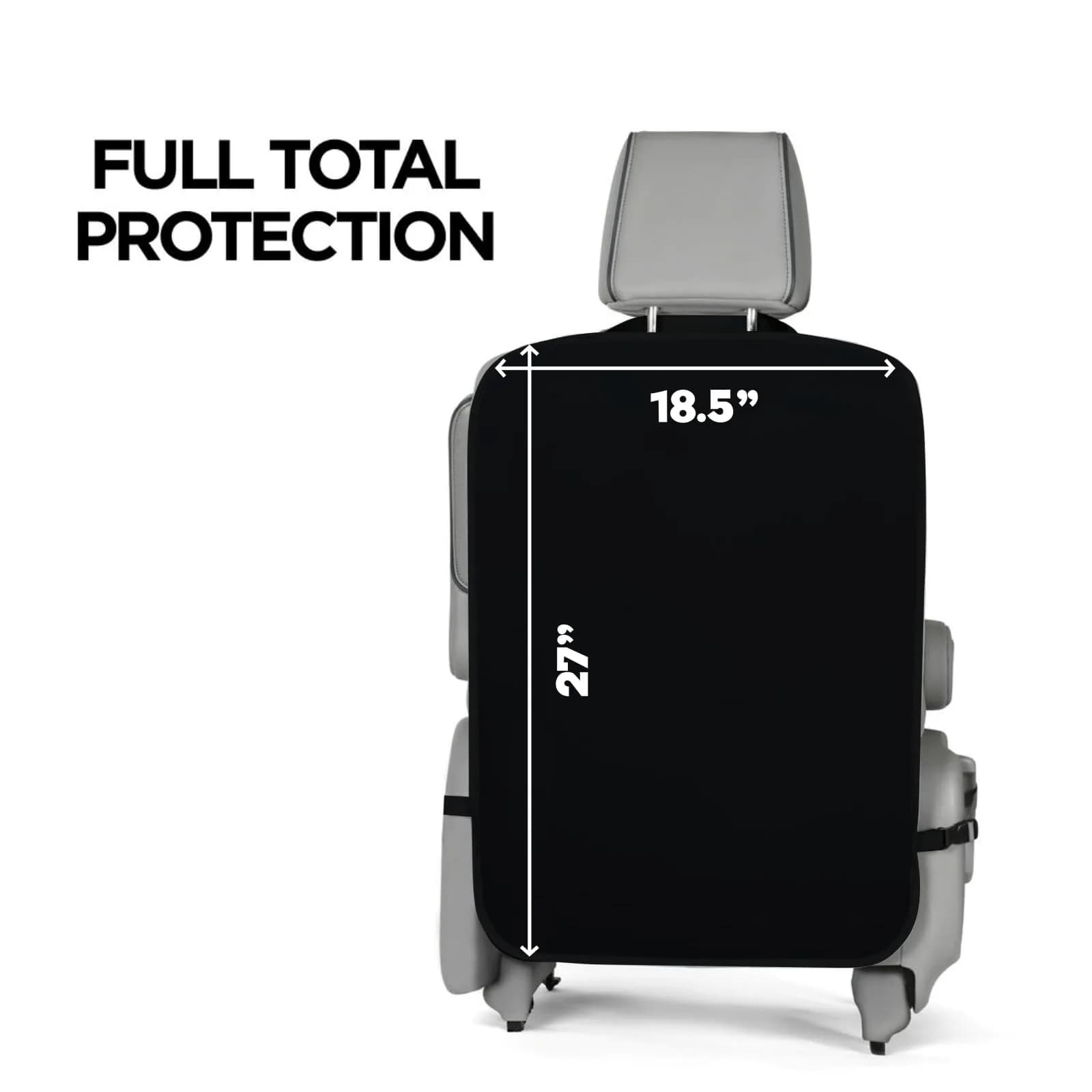 lebogner Grey 4-Pocket Kick Mats with Universal Fit | Waterproof Polyester Seat Back Protectors — Black - Standard Version Van thumbnail 4