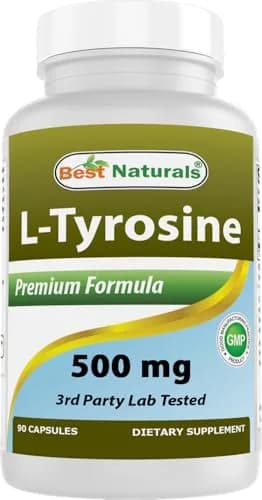 Best Naturals L-Tyrosine 500 mg 90 Capsules | Supports Brain & Mood thumbnail 1
