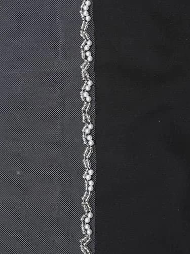 SAMKY Double Row Wavy Pearl Crystal Edge Bridal Veil - Light Ivory Fingertip 36" (91.44 cm) thumbnail 5