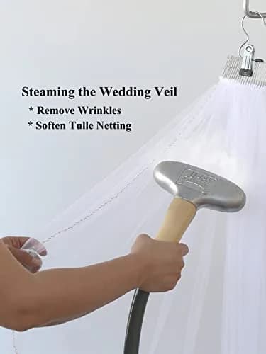 SAMKY Double Row Wavy Pearl Crystal Edge Bridal Veil - Light Ivory Fingertip 36" (91.44 cm) thumbnail 7