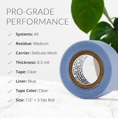 Walker Tape Blue Lace Front Support Tape Roll 1/2" (1.27cm) x 3 Yards (2.74m) | Strong No-Shine Hairpiece Tape thumbnail 3