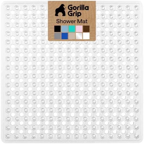 GORILLA GRIP Square Shower Stall Mat 53cm x 53cm (21" x 21") | Patented Suction Grip for Smooth Surfaces thumbnail 1
