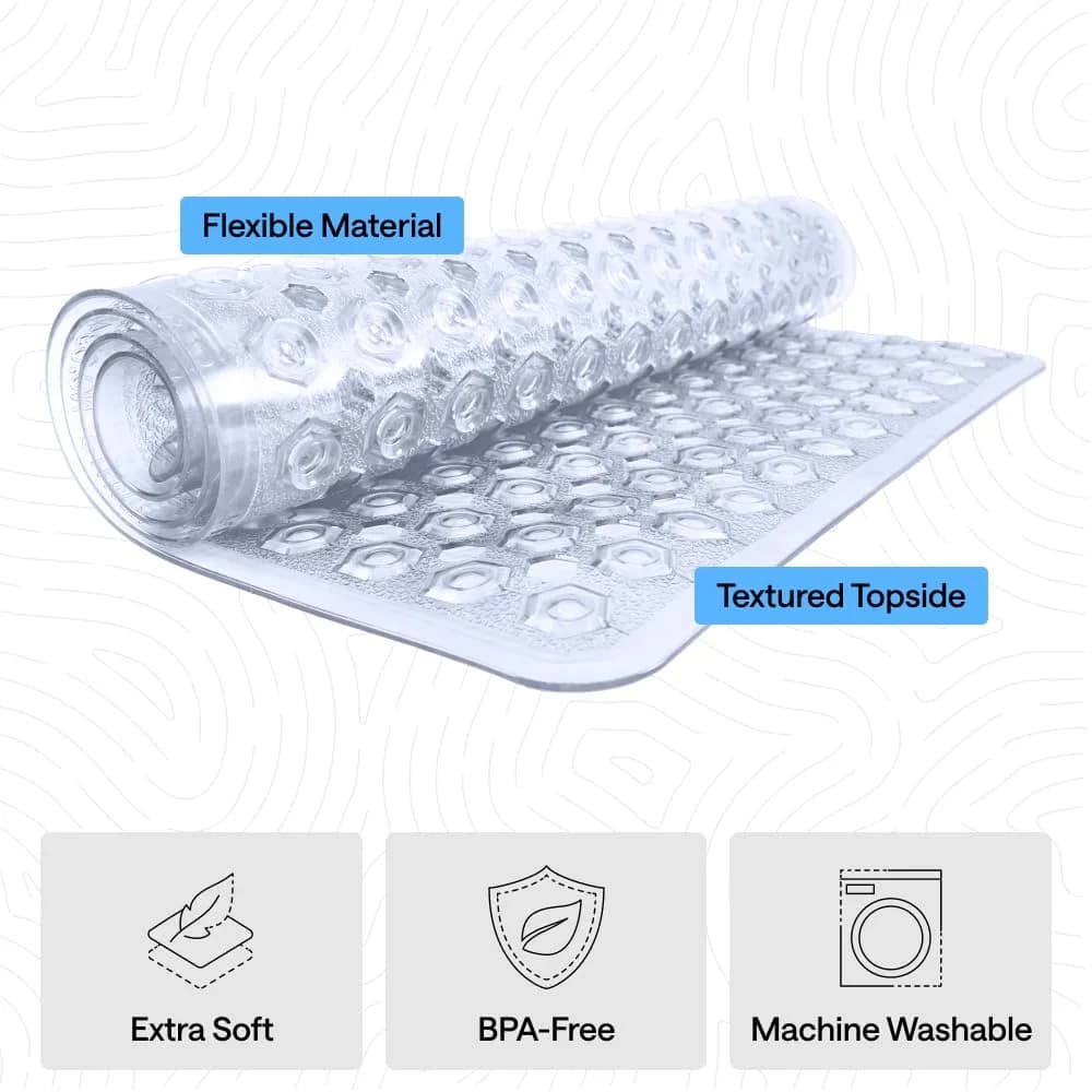 GORILLA GRIP Square Shower Stall Mat 53cm x 53cm (21" x 21") | Patented Suction Grip for Smooth Surfaces - view 4