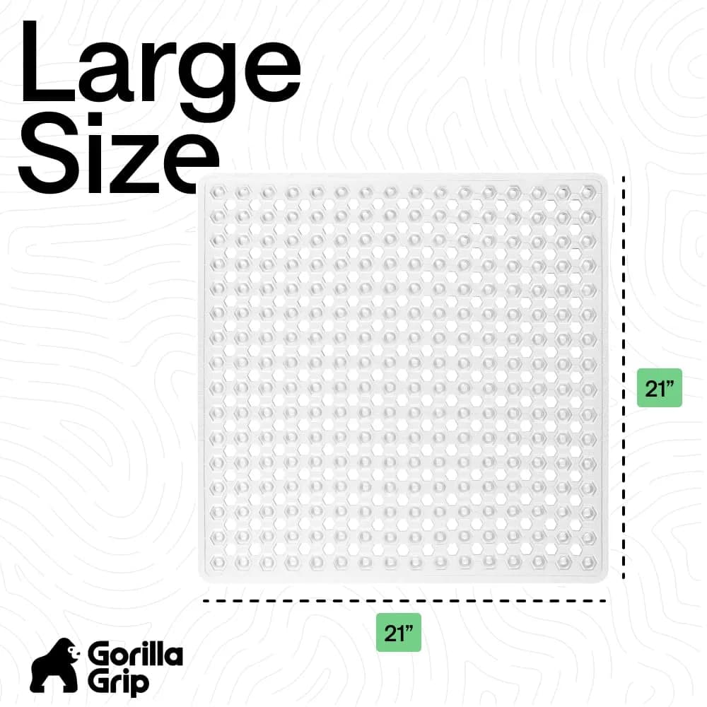 GORILLA GRIP Square Shower Stall Mat 53cm x 53cm (21" x 21") | Patented Suction Grip for Smooth Surfaces - view 7