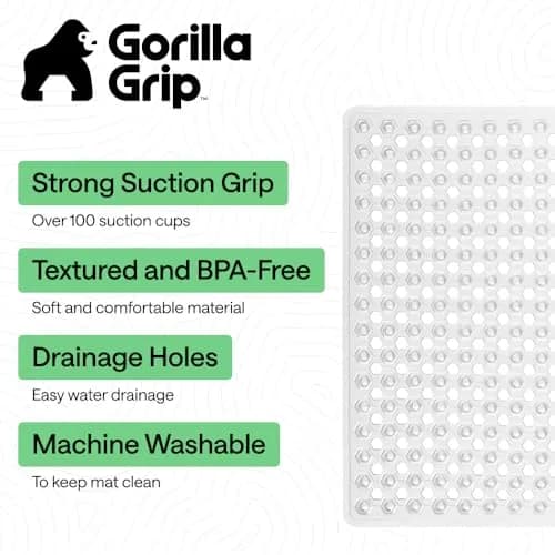 GORILLA GRIP Square Shower Stall Mat 53cm x 53cm (21" x 21") | Patented Suction Grip for Smooth Surfaces thumbnail 2