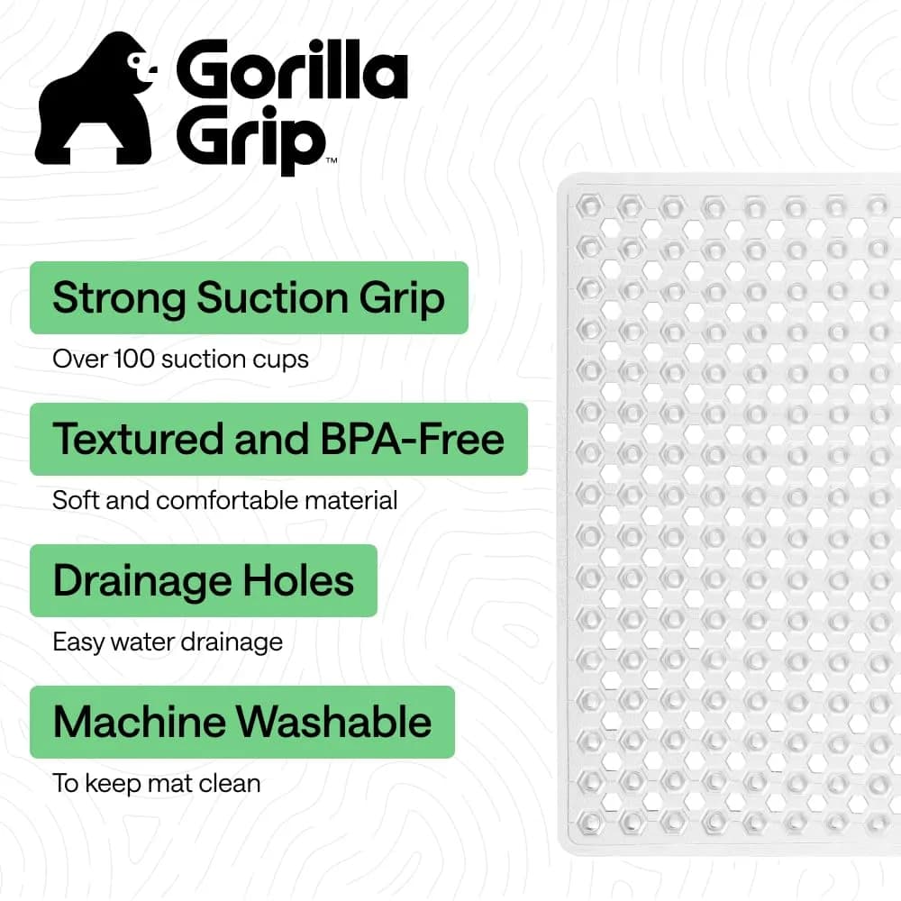 GORILLA GRIP Square Shower Stall Mat 53cm x 53cm (21" x 21") | Patented Suction Grip for Smooth Surfaces - view 2