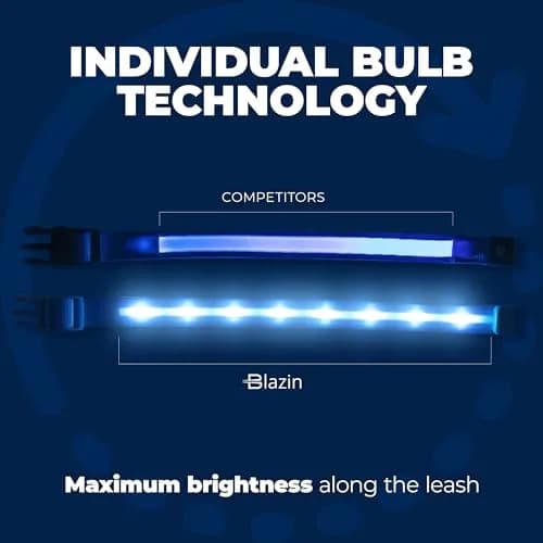 Blazin LED Dog Collar 1" Waterproof USB Rechargeable Safety Light for Small, Medium, Large Dogs thumbnail 3