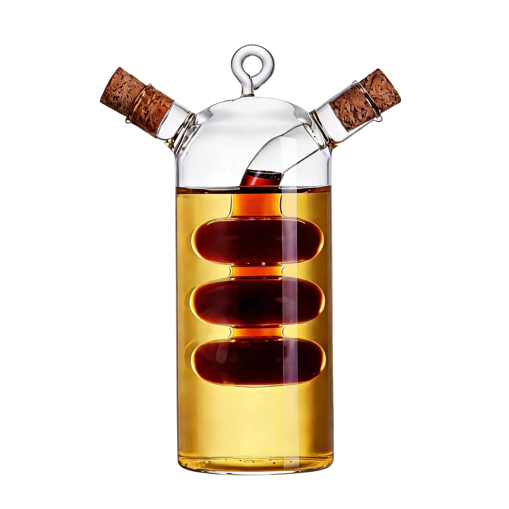 ELETON 2 in 1 Oil Dispenser, Glass Cruet with Triple-Bubble Inner Chamber | Space-Saving & Leakproof