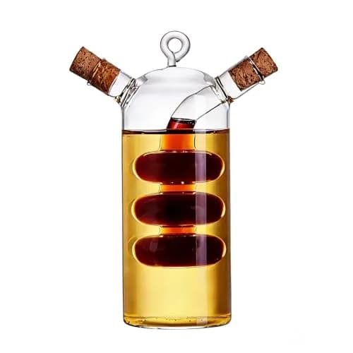 ELETON 2 in 1 Oil Dispenser, Glass Cruet with Triple-Bubble Inner Chamber | Space-Saving & Leakproof thumbnail 1