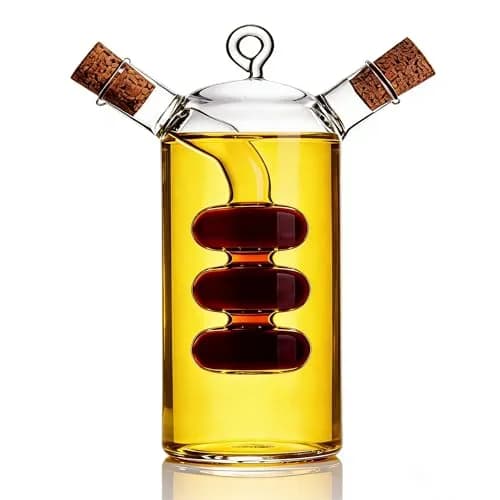 ELETON 2 in 1 Oil Dispenser, Glass Cruet with Triple-Bubble Inner Chamber | Space-Saving & Leakproof thumbnail 4