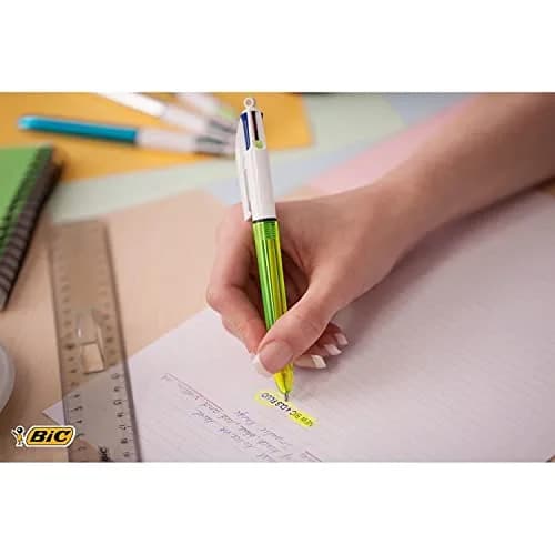 BIC 4 Colour Fluo Retractable Ballpoint Pen Pack of 12 | Fluorescent Multi-Color Office & School Supply thumbnail 8