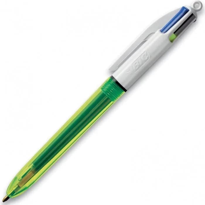 BIC 4 Colour Fluo Retractable Ballpoint Pen Pack of 12 | Fluorescent Multi-Color Office & School Supply thumbnail 2