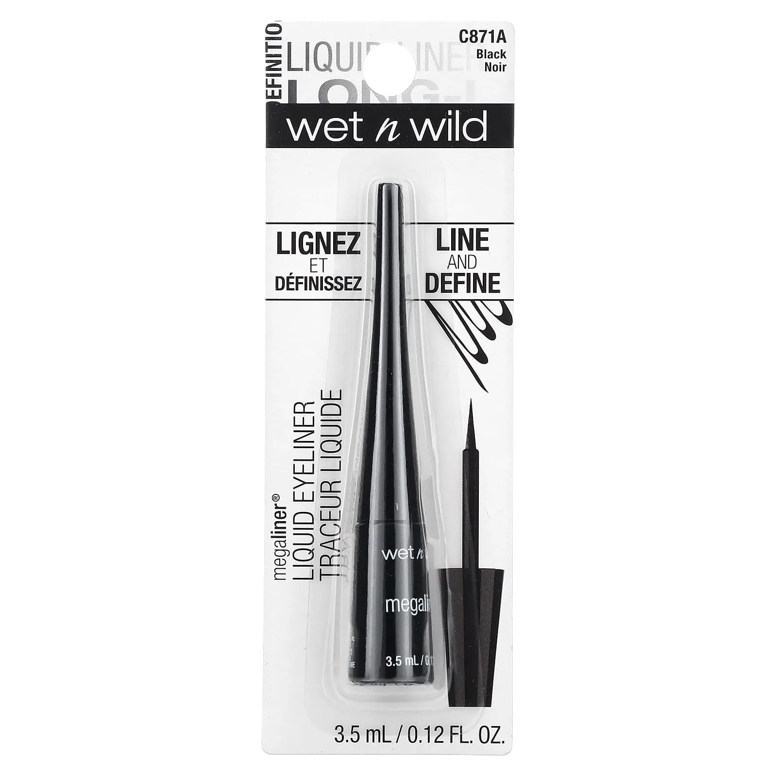 wet n wild MegaLiner Liquid Eyeliner - Intense Black | High-Def Pigment & Fluid Formula - view 2