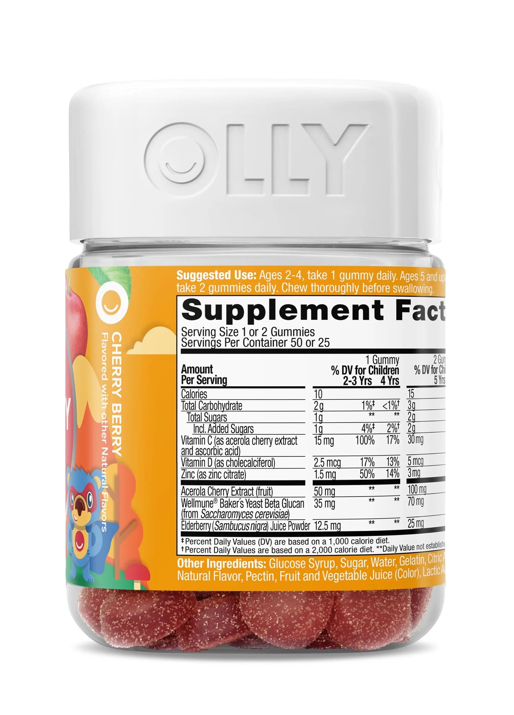 OLLY Kids Immunity Gummies Cherry Berry Flavor | 50 Count (125g) - view 7
