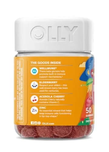 OLLY Kids Immunity Gummies Cherry Berry Flavor | 50 Count (125g) thumbnail 9