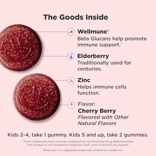 OLLY Kids Immunity Gummies Cherry Berry Flavor | 50 Count (125g) thumbnail 2
